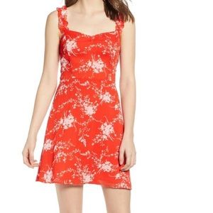NWT All In Favor Stella Ruffle Strap Minidress in Red